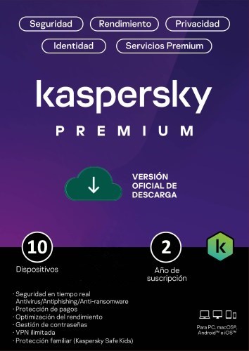 Kaspersky Premium Para 10 PCs por 2 Años